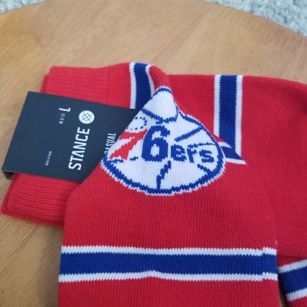 NEW Philadelphia 76'ers Crew Socks Cotton Blend NBA Basketball Men's Large